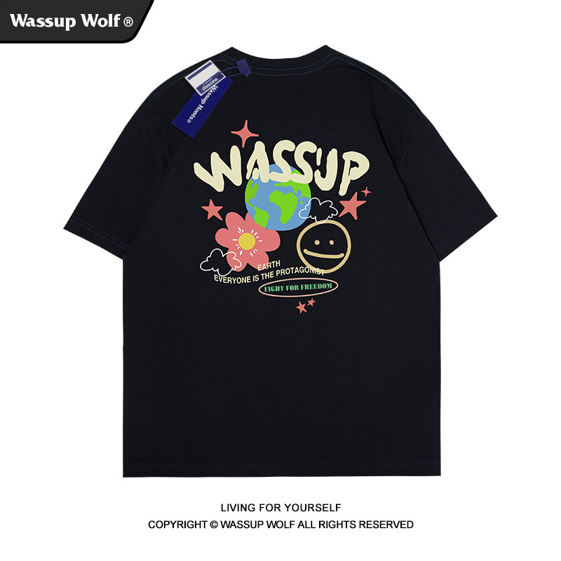 wassupwolf重磅纯棉短袖