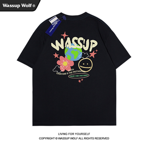 wassupwolf重磅纯棉短袖