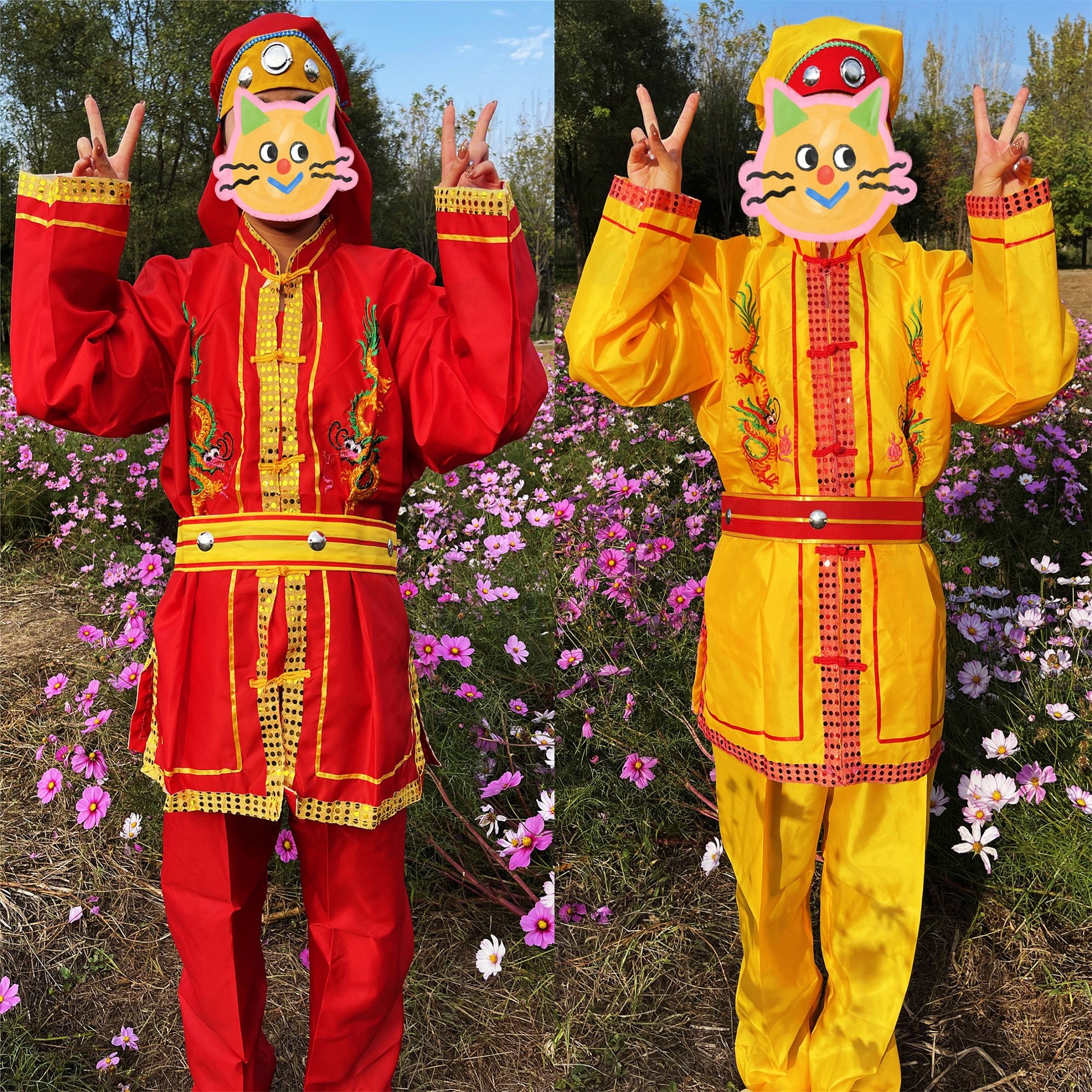 舞龙舞狮演出服装威风锣鼓服锣鼓打鼓服秧歌服装男士秧歌服引狮服