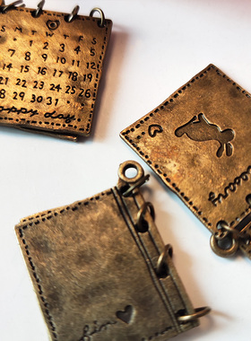 可翻开的月历牌junkjournal书本金属挂件复古装饰合金手工diy饰品