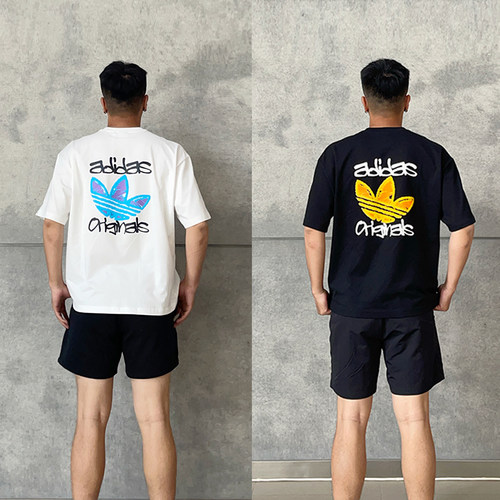 Adidas三叶草短袖男女涂鸦印花logo运动休闲圆领T恤KE5794 KE5793
