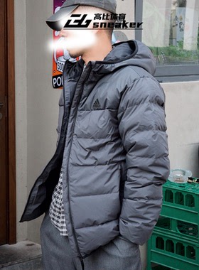 阿迪达斯男子冬季防风连帽保暖运动休闲轻薄羽绒服外套夹克JW6776