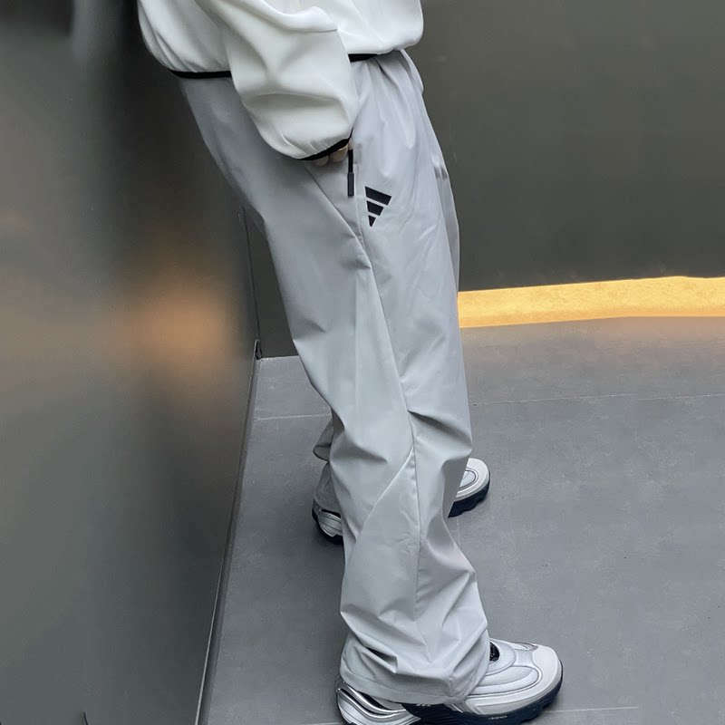 Adidas阿迪达斯男子FOS户外运动休闲宽松梭织阔腿直筒长裤JM6245