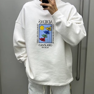 Adidas阿迪达斯男子圆领套头加绒卫衣运动休闲上衣宽松舒适IX6745