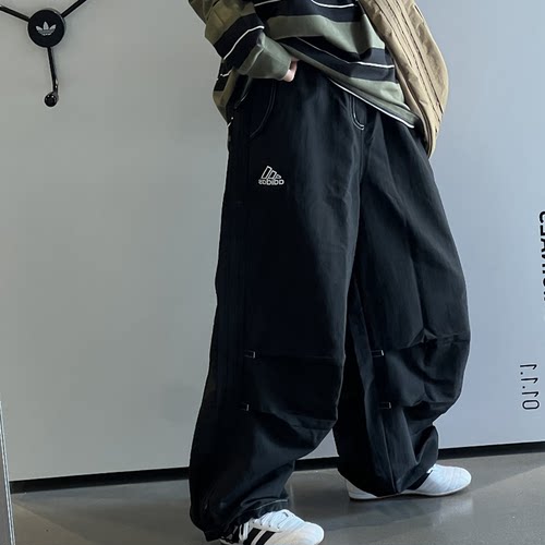 阿迪达斯男子陈冠希同款街头漫游运动休闲宽松伞裤长裤JD5415