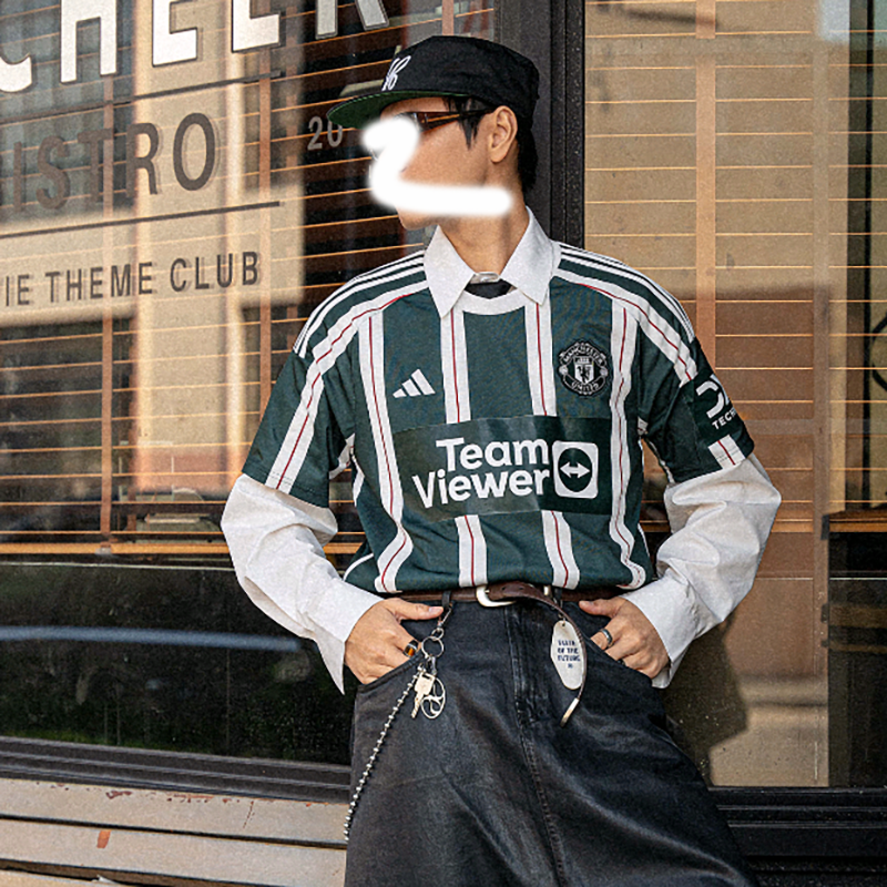 阿迪达斯23-24赛季曼联客场球迷版球衣男子短袖透气足球服HR3675