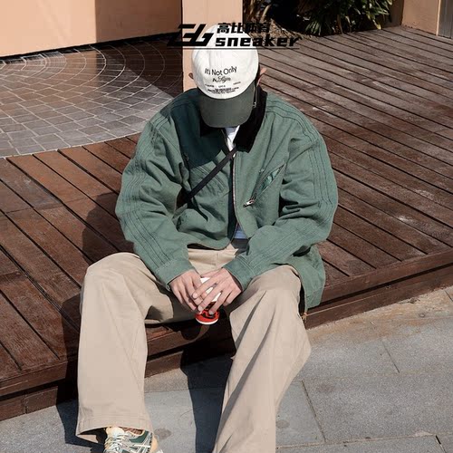 阿迪达斯三叶草男女秋冬翻领工装棉服复古运动休闲夹克外套JW9575