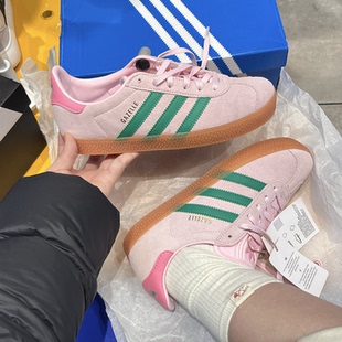 Adidas三叶草正品GAZELLE女子春季复古低帮休闲板鞋T头鞋JP7128