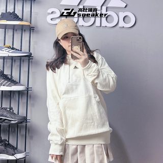 Adidas正品冬男女情侣运动休闲长袖针织纯棉纯色套头衫卫衣HE4353