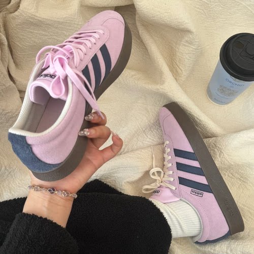 阿迪达斯春VL court男女德训鞋复古【T头鞋】低帮休闲板鞋JR8309