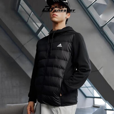 Adidas阿迪达斯男子春秋轻薄款户外运动训练连帽羽绒服外套KF8762