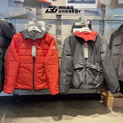 阿迪达斯新年款男子双面穿棉衣连帽保暖运动休闲棉服外套HY7219