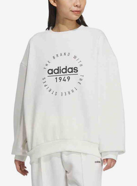 Adidas/阿迪达斯正品女子字母图案加绒长袖宽松卫衣套头衫JX9409