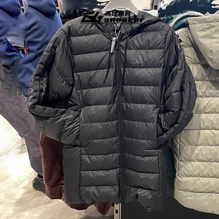 阿迪达斯男子冬季轻薄中长款排骨羽绒服三条杠连帽保暖外套JM4061