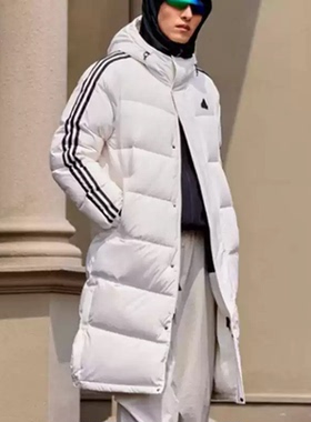 瑕疵亏本清仓阿迪达斯 男女情侣款休闲防风保暖长款羽绒服 JM9152