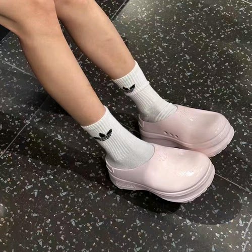 阿迪达斯三叶草Adifom男女浅粉厚底增高厨师包头运动凉拖鞋KJ0980
