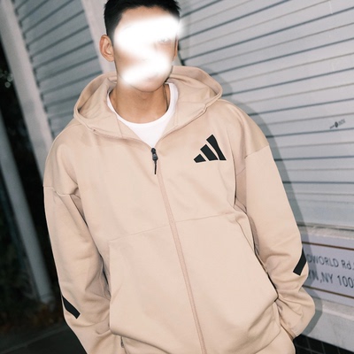 阿迪达斯Z.N.E系列春秋男女外套针织连帽保暖运动训练夹克JF2445