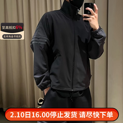 阿迪达斯三叶草男子梭织透气外套运动休闲立领防风夹克IS2818