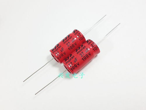 100V27UF 100V 红袍高音分频器 无极NP 轴向卧式 电解电容 13*26