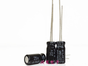 100个 三鑫高中音分频 无极NP 电解电容 25V4.7UF 4.7UF25V 5*11
