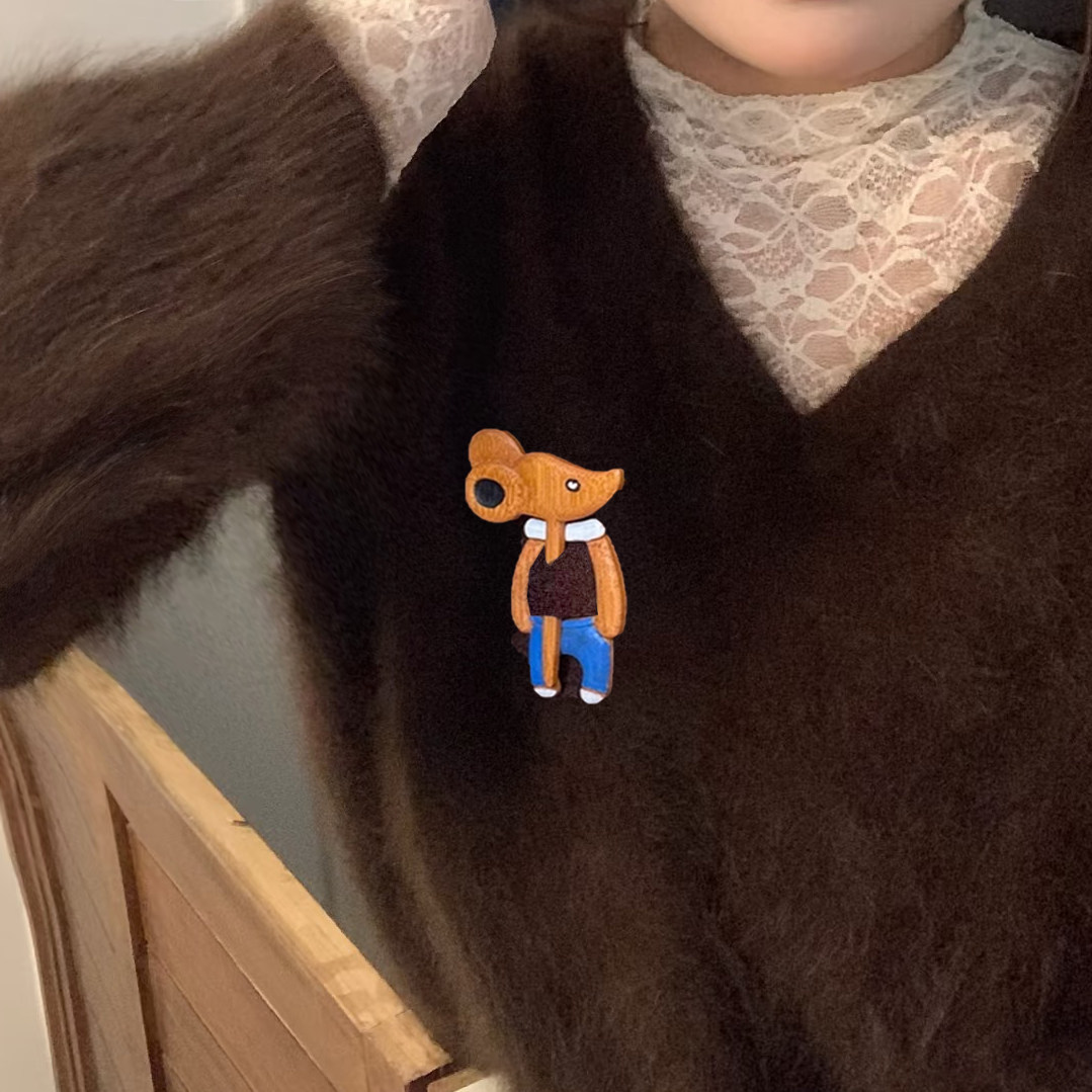 可爱卡通小动物木制胸针针织毛衣围巾固定扣小众复古设计装饰别针,饰品/流行首饰/时尚饰品新,胸针,淘宝优惠券,粉丝福利购,淘宝优惠卷