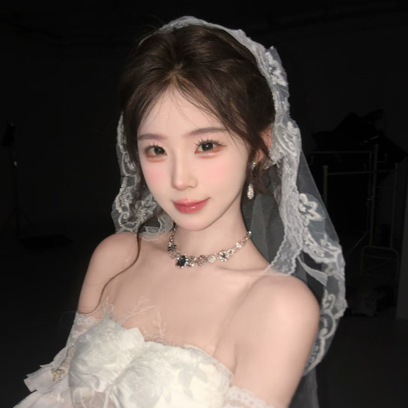 万圣节头饰鬼新娘复古白色蕾丝头纱领证结婚生日拍照道具婚纱发饰