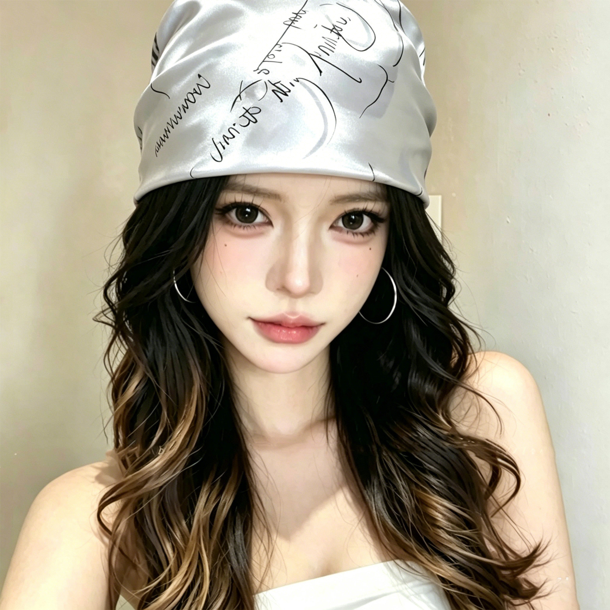 韩国ins博主豹纹星星丝巾女夏季仿真丝包头头巾个性y2k辣妹方巾