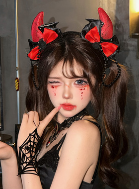 万圣节搞怪红色恶魔角发箍