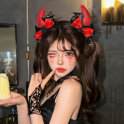 万圣节搞怪红色恶魔角发箍