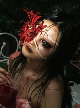 万圣节红色彼岸花眼罩