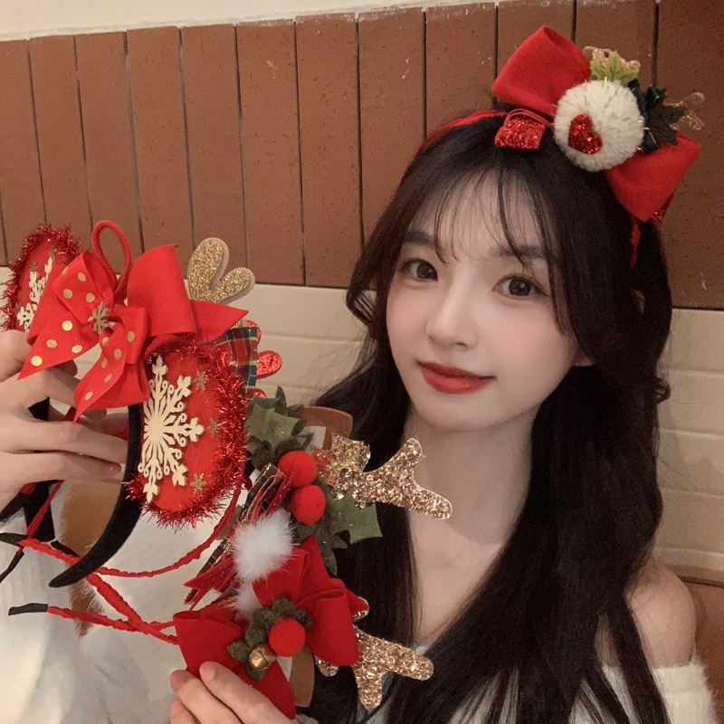 可爱圣诞节鹿角发箍蝴蝶结头箍