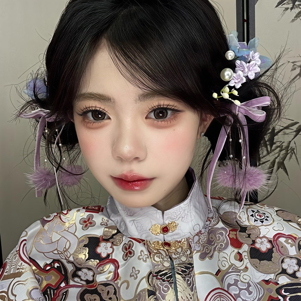 新中式明制汉服紫色毛球流苏发夹甜美可爱拍照头饰蝴蝶结飘带发夹,饰品/流行首饰/时尚饰品新,发饰,淘宝优惠券,粉丝福利购,淘宝优惠卷