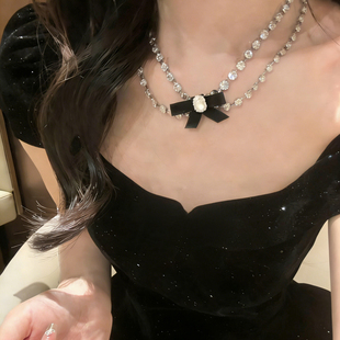 千金风气质蝴蝶结水钻项链女轻奢小众高级感颈链晚宴礼服锁骨链