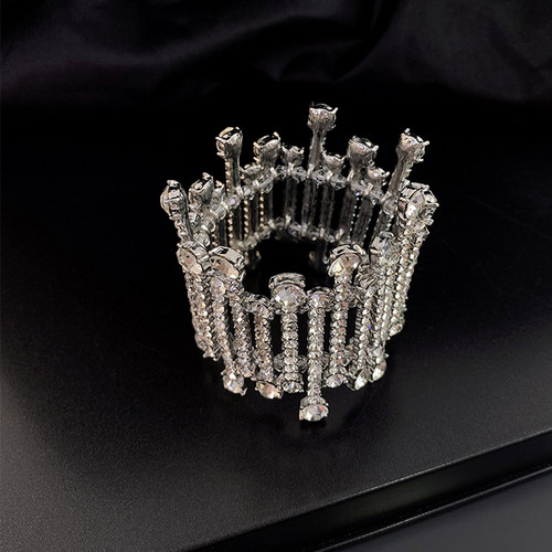 奢华小众设计满钻夸张弹力手镯