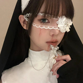 哥特风白色爱心蕾丝眼罩万圣节暗黑搞怪cos修女配饰洛丽塔饰品