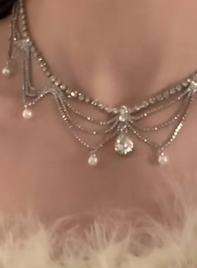 银色水滴珍珠项链高级感