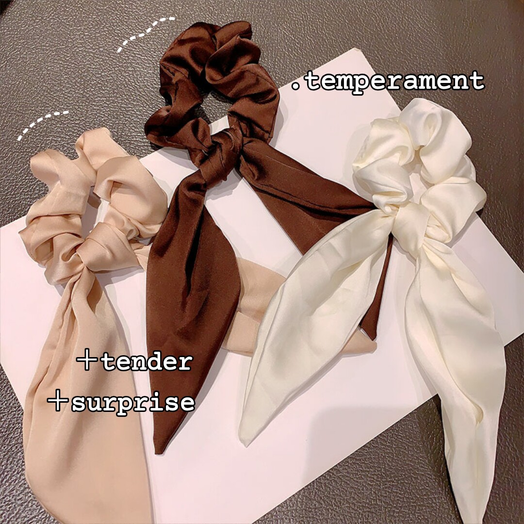 森系超仙蝴蝶结飘带头绳大肠发圈简约气质发绳女网红ins 绑发头饰