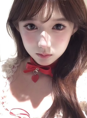 性感甜酷红色爱心蝴蝶结项圈