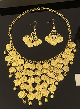 复古民族风圆片流苏项链眉心坠