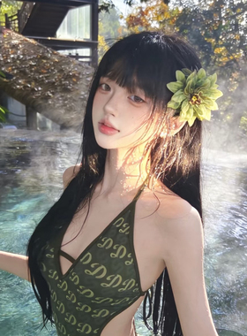 海边度假风森系绿色仿真花发夹女森系清新小众ins设计感拍照发饰