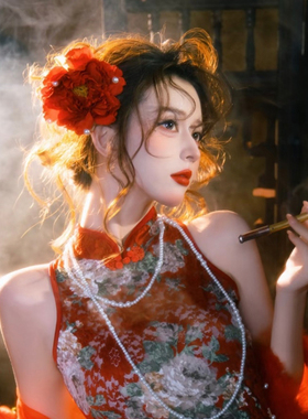 古风汉服牡丹花头饰发夹