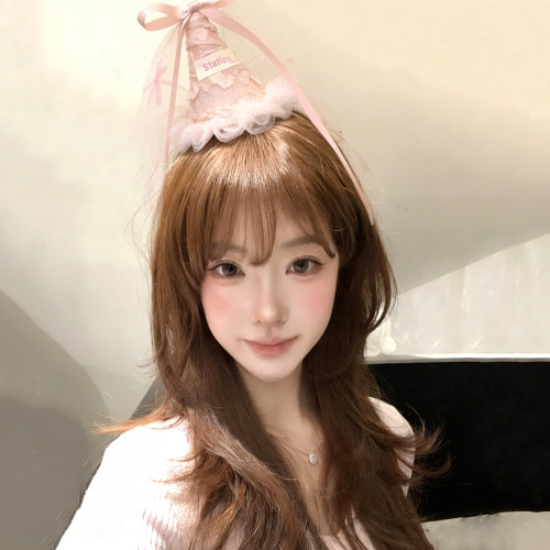 生日派对粉色蝴蝶结甜美生日帽夹