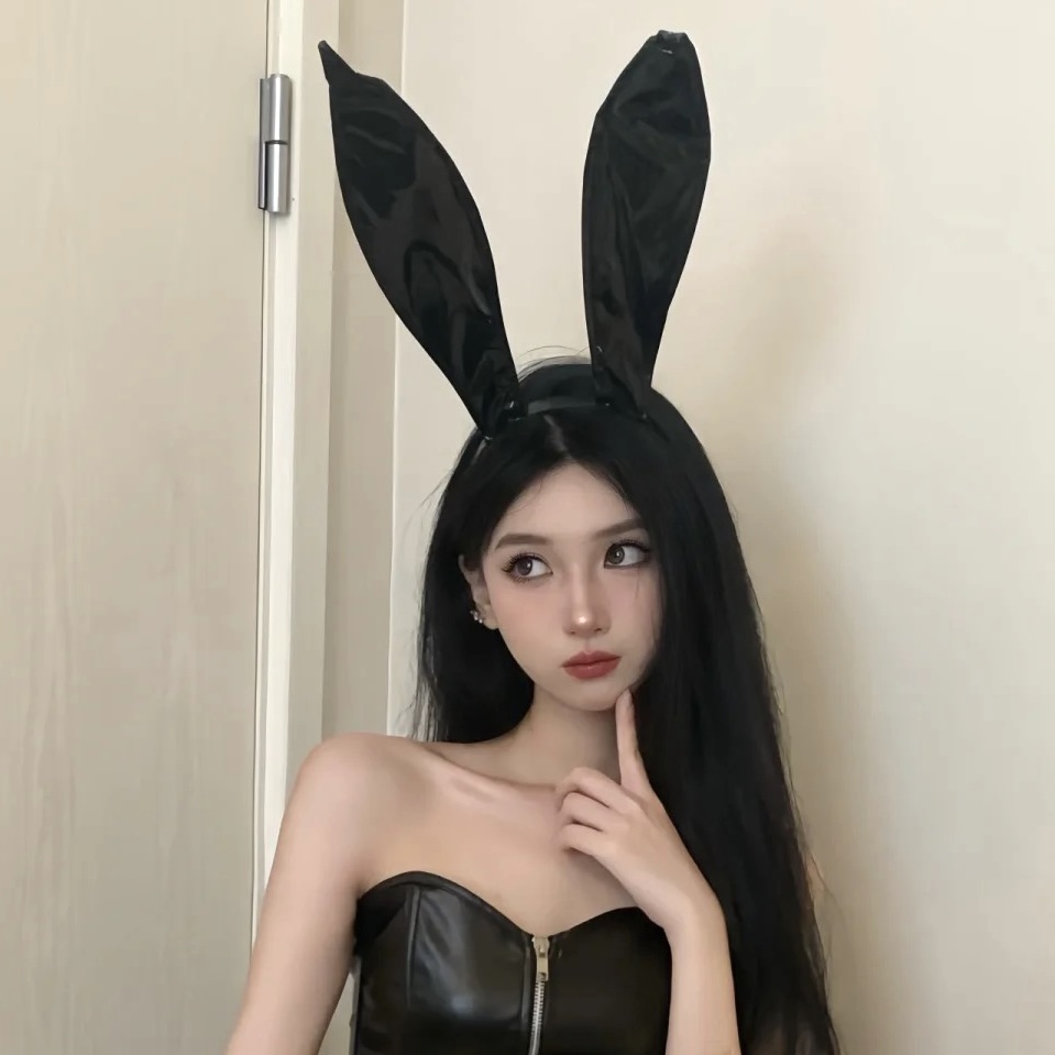 万圣节兔女郎cos兔耳朵头饰性感装扮女成人发箍装饰小兔特工变装