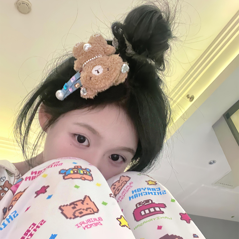 秋冬卡通毛绒小熊发夹