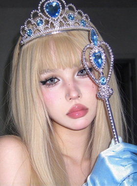 公主生日蓝色皇冠高级感party派对氛围感拍照加冕王冠成人发饰女