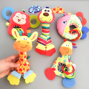 新生嬰兒手搖鈴3 1歲捏捏叫毛絨抓握訓練玩具益智可咬 6個月寶寶0