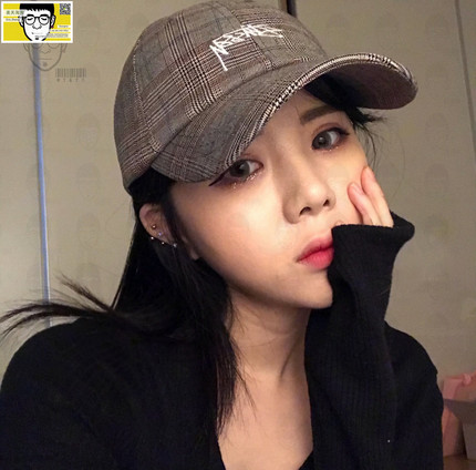 Stussy SUITING LOW PRO CAP格纹弯檐帽子棒球帽子绝版现货