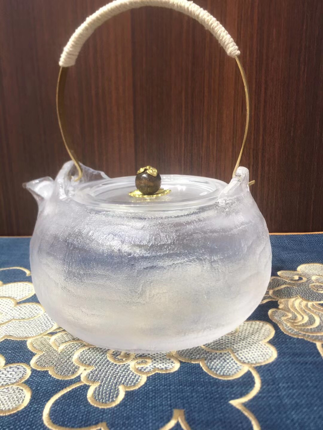 水晶耐高温提梁壶烧水壶煮茶器水晶水壶，东海地方特产！