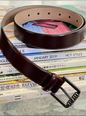 阿玛施安哥拉红金属扣头女腰带