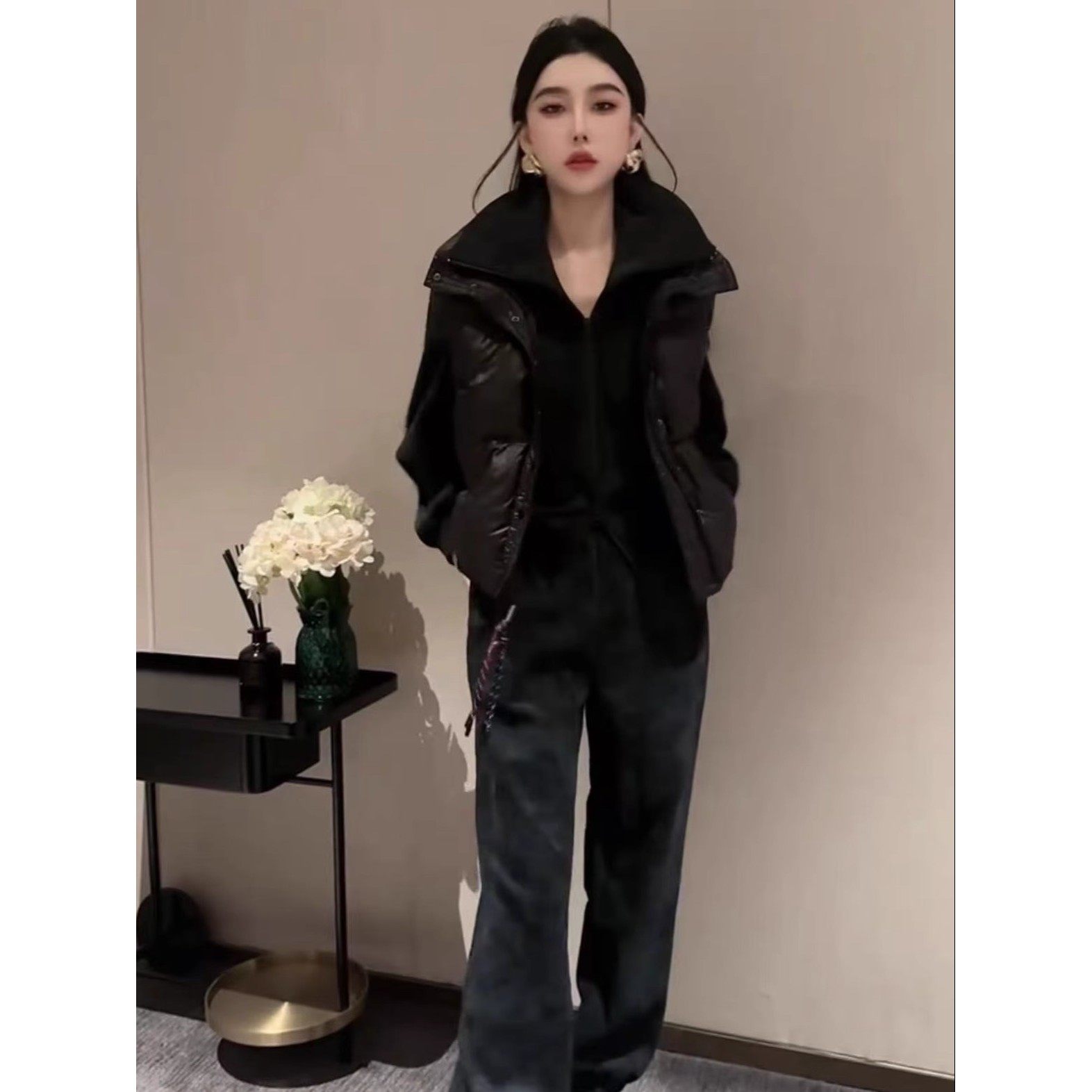 2025冬季新款韩版加绒加厚运动休闲套装女棉马甲卫衣束脚裤三件套